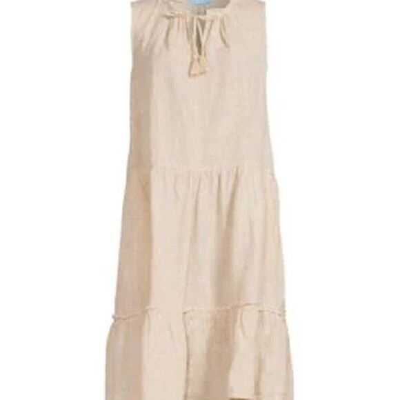 J.McLaughlin Women's Natural Christa Linen Tassel Tiered Shift Dress Tan Size XS - Picture 3 of 8
